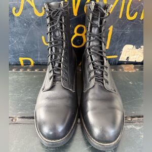 Black Leather Men's Combat Boots